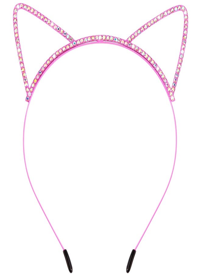 Aprince Cat Ears Headband Birthday Decorations Headbands for Women Pink AB Costume Hair Accessories Party Favors Supplies - Image 1